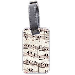 Vintage Beige Music Paper Background Design Luggage Tag (two Sides) by Ravend