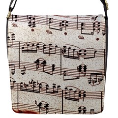 Vintage Beige Music Paper Background Design Flap Closure Messenger Bag (s) by Ravend