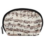 Vintage Beige Music Paper Background Design Accessory Pouch (Large) Front