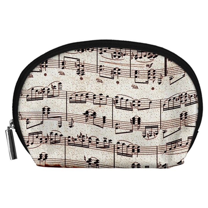 Vintage Beige Music Paper Background Design Accessory Pouch (Large)