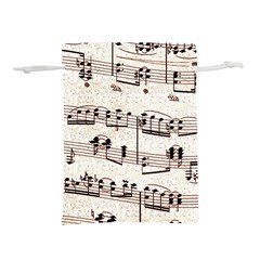 Vintage Beige Music Paper Background Design Lightweight Drawstring Pouch (s) by Ravend