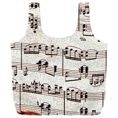 Vintage Beige Music Paper Background Design Full Print Recycle Bag (xxl)