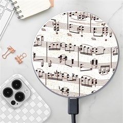 Vintage Beige Music Paper Background Design Wireless Charger by Ravend