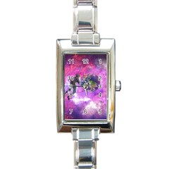 Astronaut Earth Space Planet Fantasy Rectangle Italian Charm Watch by Ravend