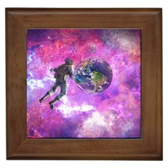 Astronaut Earth Space Planet Fantasy Framed Tile by Ravend