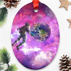 Astronaut Earth Space Planet Fantasy Ornament (oval) by Ravend