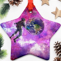 Astronaut Earth Space Planet Fantasy Ornament (star) by Ravend