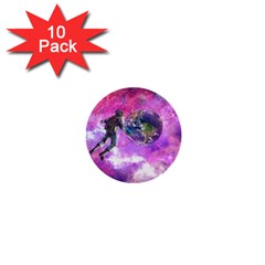 Astronaut Earth Space Planet Fantasy 1  Mini Buttons (10 Pack)  by Ravend