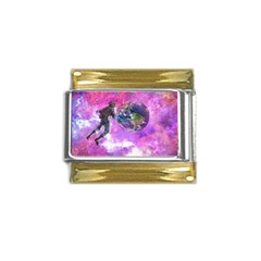 Astronaut Earth Space Planet Fantasy Gold Trim Italian Charm (9mm)