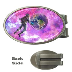 Astronaut Earth Space Planet Fantasy Money Clips (oval)  by Ravend