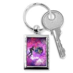 Astronaut Earth Space Planet Fantasy Key Chain (rectangle) by Ravend