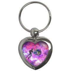 Astronaut Earth Space Planet Fantasy Key Chain (heart) by Ravend