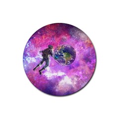 Astronaut Earth Space Planet Fantasy Rubber Round Coaster (4 Pack) by Ravend