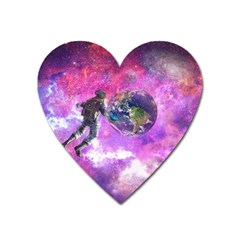 Astronaut Earth Space Planet Fantasy Heart Magnet by Ravend