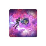 Astronaut Earth Space Planet Fantasy Square Magnet Front