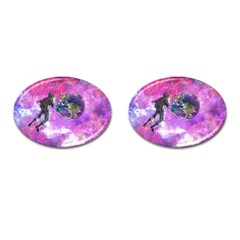 Astronaut Earth Space Planet Fantasy Cufflinks (oval) by Ravend