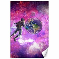 Astronaut Earth Space Planet Fantasy Canvas 24  X 36  by Ravend