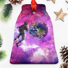 Astronaut Earth Space Planet Fantasy Bell Ornament (two Sides) by Ravend