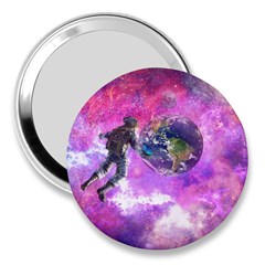 Astronaut Earth Space Planet Fantasy 3  Handbag Mirrors by Ravend