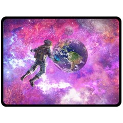 Astronaut Earth Space Planet Fantasy Double Sided Fleece Blanket (large)  by Ravend