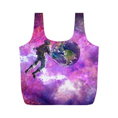 Astronaut Earth Space Planet Fantasy Full Print Recycle Bag (m) by Ravend