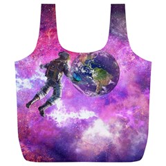 Astronaut Earth Space Planet Fantasy Full Print Recycle Bag (xl) by Ravend