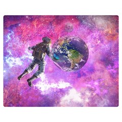 Astronaut Earth Space Planet Fantasy Double Sided Flano Blanket (medium)  by Ravend