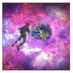 Astronaut Earth Space Planet Fantasy Square Satin Scarf (36  X 36 ) by Ravend