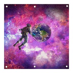 Astronaut Earth Space Planet Fantasy Banner And Sign 3  X 3  by Ravend