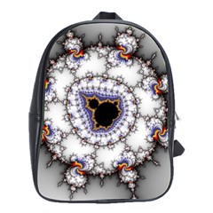 Mandelbrot Fractal Background Template Circle School Bag (large) by danenraven