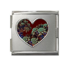 Art 3d Mandelbulb Mandelbrot Fractal Graphic Mega Link Heart Italian Charm (18mm) by danenraven