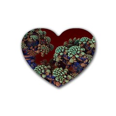 Art 3d Mandelbulb Mandelbrot Fractal Graphic Rubber Heart Coaster (4 Pack) by danenraven