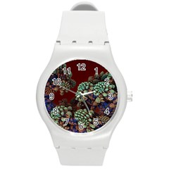 Art 3d Mandelbulb Mandelbrot Fractal Graphic Round Plastic Sport Watch (m) by danenraven