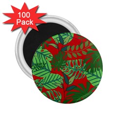 Leaves Pattern Red Green Nature 2 25  Magnets (100 Pack) 