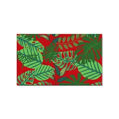 Leaves Pattern Red Green Nature Sticker (rectangular) by Wegoenart