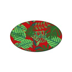 Leaves Pattern Red Green Nature Sticker Oval (10 Pack)