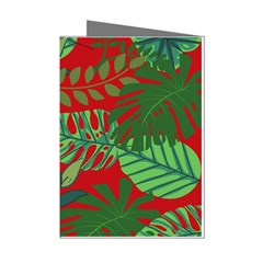 Leaves Pattern Red Green Nature Mini Greeting Cards (pkg Of 8)