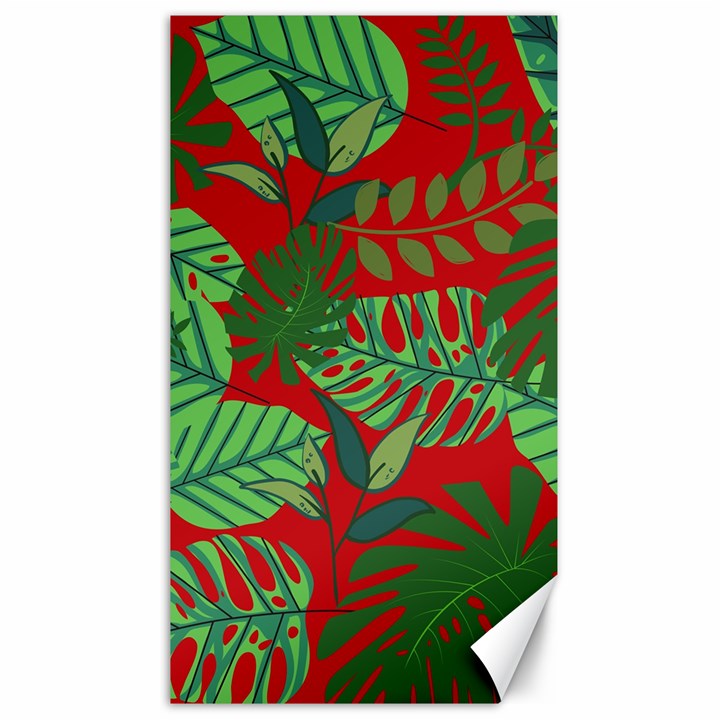 Leaves Pattern Red Green Nature Canvas 40  x 72 