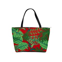 Leaves Pattern Red Green Nature Classic Shoulder Handbag by Wegoenart