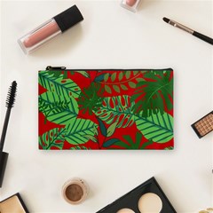 Leaves Pattern Red Green Nature Cosmetic Bag (small) by Wegoenart