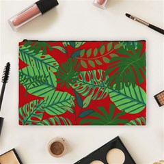 Leaves Pattern Red Green Nature Cosmetic Bag (large) by Wegoenart