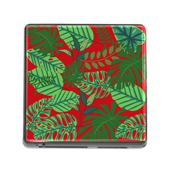 Leaves Pattern Red Green Nature Memory Card Reader (square 5 Slot) by Wegoenart