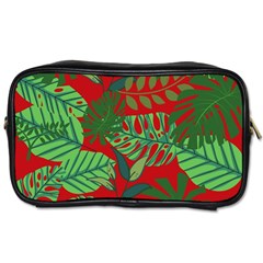 Leaves Pattern Red Green Nature Toiletries Bag (one Side) by Wegoenart