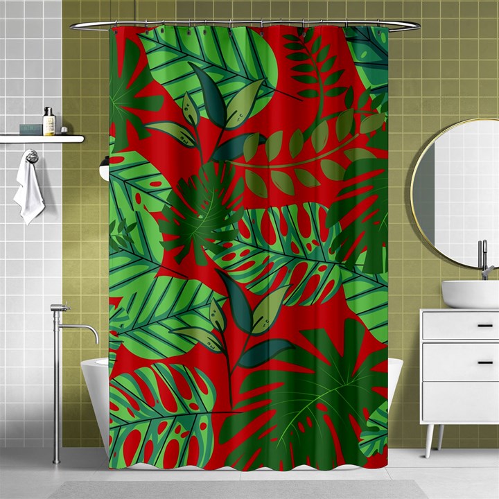 Leaves Pattern Red Green Nature Shower Curtain 48  x 72  (Small) 