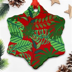 Leaves Pattern Red Green Nature Ornament (snowflake) by Wegoenart