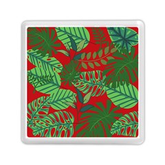 Leaves Pattern Red Green Nature Memory Card Reader (square) by Wegoenart