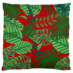 Leaves Pattern Red Green Nature Large Cushion Case (one Side) by Wegoenart