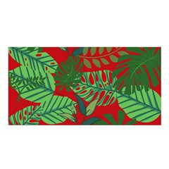 Leaves Pattern Red Green Nature Satin Shawl 45  X 80 