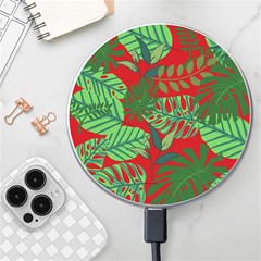 Leaves Pattern Red Green Nature Wireless Charger by Wegoenart