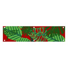 Leaves Pattern Red Green Nature Banner And Sign 4  X 1  by Wegoenart